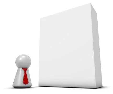 Token with tie and white box - 3d rendering Stock Illustration