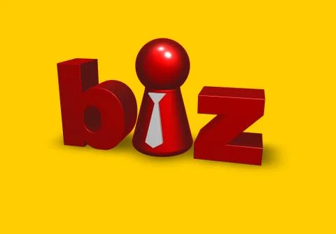Token with tie in the word biz - 3d illustration Stock-Illustration