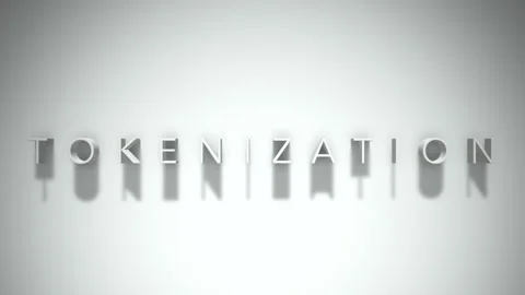Tokenization 3D title animation with shadows on a white background Stock Footage 297856676