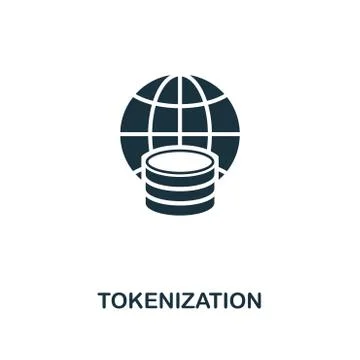 Tokenization icon. Monochrome style design from fintech icon collection. UI and Stock Illustration