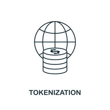 Tokenization icon outline style. Thin line design from fintech icons collection Stock Illustration