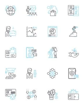 Tokenization linear icons set. Encryption, Security, Authentication Stock Illustration