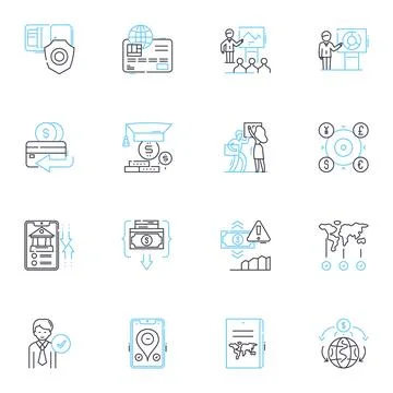 Tokenization linear icons set. Encryption, Security, Authentication Stock Illustration