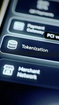Tokenization row above merchant network tile Stock Photos