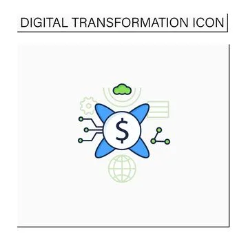 Tokenization technologies color icon Stock Illustration