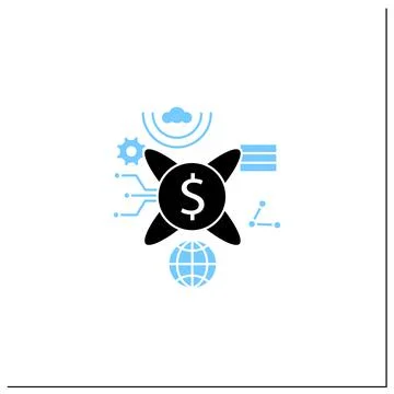 Tokenization technologies glyph icon Stock Illustration