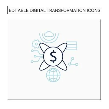 Tokenization technologies line icon Stock Illustration