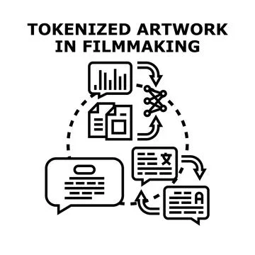Tokenized artwork in filmmaking digital content creation process Stockillustratie
