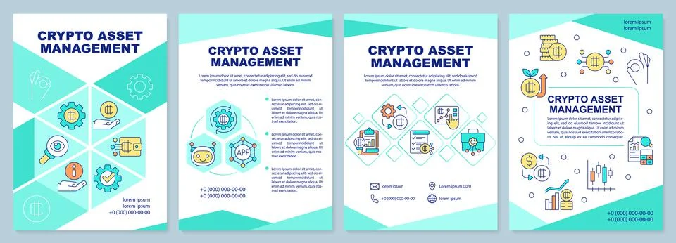 Tokenized assets management mint brochure template Illustrazione stock