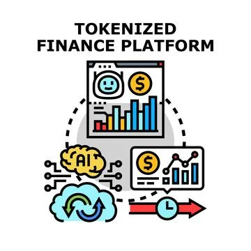 Tokenized finance platform developing digital currency ecosystem Stock Illustration