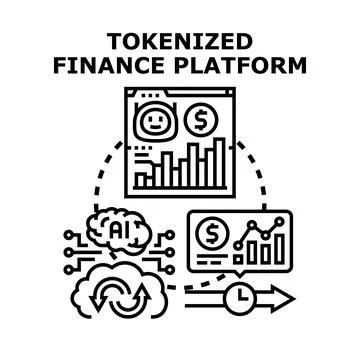 Tokenized finance platform developing digital currency ecosystem Stock Illustration