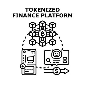 Tokenized finance platform offering digital asset transactions Stock Illustration