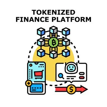Tokenized finance platform offering digital asset transactions Stock Illustration