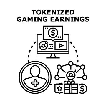 Tokenized gaming earnings and digital play transactions Stock Illustration