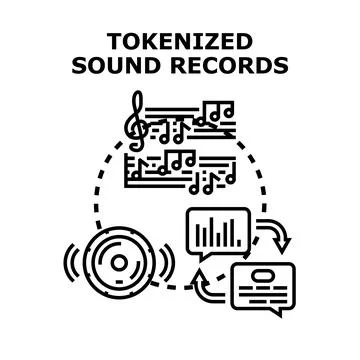 Tokenized sound records concept vector illustration Stock Illustration