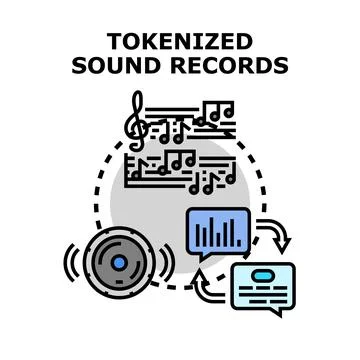 Tokenized sound records concept vector illustration Stock Illustration
