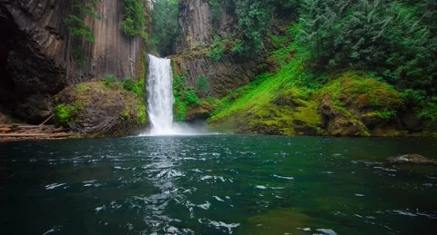 Toketee Falls Two Tiered Waterfall Columnar Basalt Umpqua Forest 動画素材 337513923