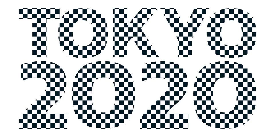 Tokyo 2020 checkered pattern  vector logo icon text Tokyo 2020 symbol sports  Stock Illustration
