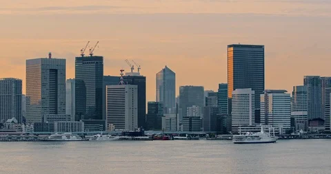Tokyo bay in the evening Stock Footage 129177338