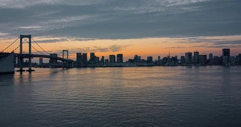 Tokyo bay in the sunset Stock Footage 129170195