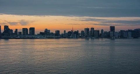 Tokyo bay in the sunset Stock Footage 129170301