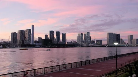 Tokyo Building At Sunset Stock Footage 93131058