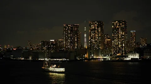 Tokyo Buildings At Night Stock Footage 110855804