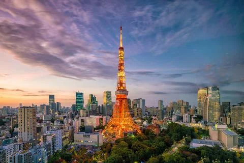 Tokyo city view with Tokyo Tower Stock Photos