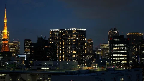 Tokyo Cityscape At Dusk Stock Footage 110818774