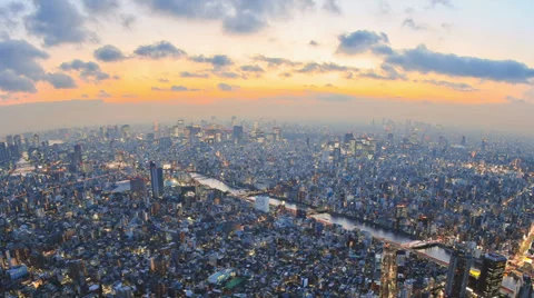 Tokyo Cityscape Time Lapse Zoom Stock Footage 32140479