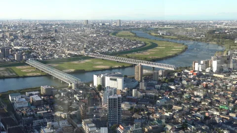 Tokyo cityscape view from elevator during going up from building Stock Footage 294742747
