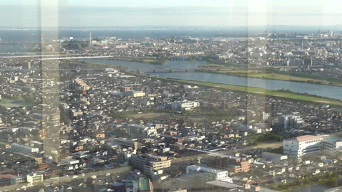 Tokyo cityscape view from elevator during going up from building Stock Footage 294969900
