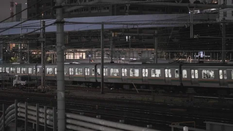 Tokyo Commuter Train At Night. Stock Footage 111929560