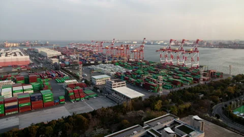Tokyo Container Terminal Facility Dockland Area Stock Footage 116757440