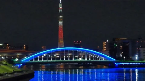 Tokyo Eitai bridge Night View　November 2021 Stock Footage 164887892