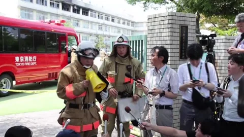Tokyo elementary school fire leaves at least 10 injured, JAPAN, JP - 19 Jun 2026 库存影片 337605485