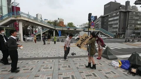 Tokyo Free Hugs Stock Footage 203854533