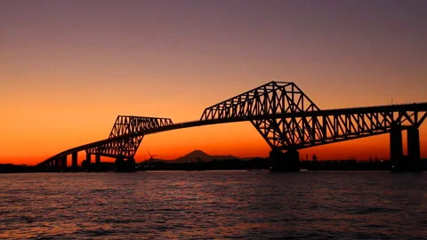 Tokyo Gate Bridge and Mount Fuji Stock-Footage 327614272
