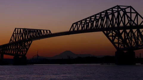 Tokyo Gate Bridge and Mount Fuji Stock-Footage 327614418