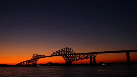 Tokyo Gate Bridge and Mount Fuji Stock Footage 327614642