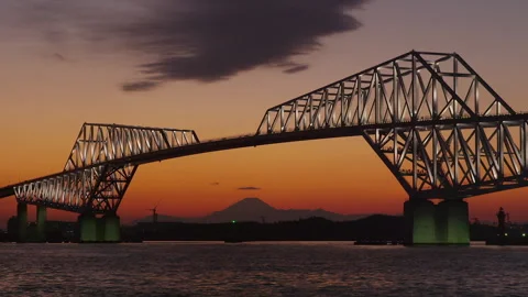 Tokyo Gate Bridge and Mount Fuji Stock Footage 332847811