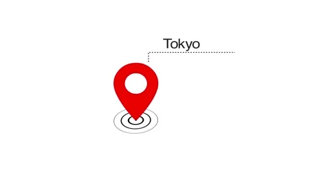 Tokyo GPS Map pin Location Animation with Digital Navigation Pointer on transpar Stock Footage 324506237