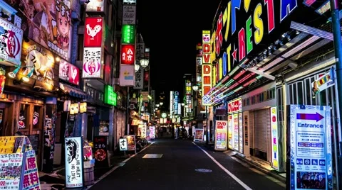 Tokyo - Hyperlapse of busy night life at Shinjuku.4K resolution Stock Footage