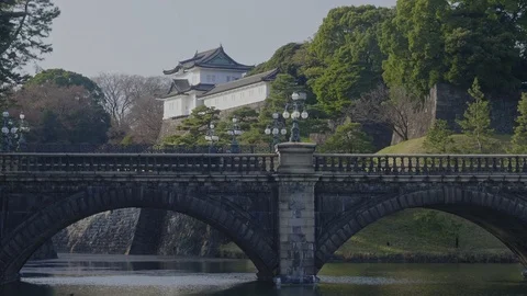 Tokyo Imperial Palace close up static shot Stock Footage 84873923