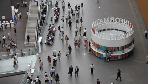 Tokyo International Forum Building--Information booth Stock Footage