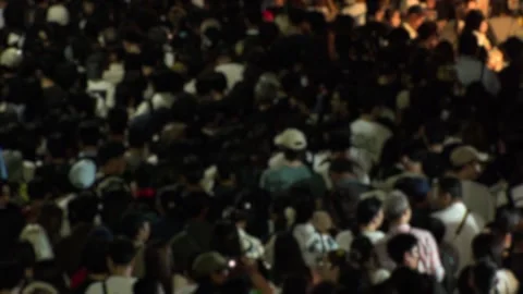 TOKYO, JAPAN : Blurred view of crowd of people at summer festival. Stock Footage 336201627