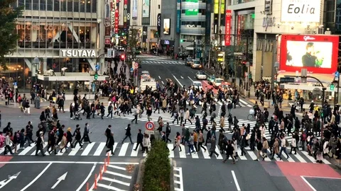 Tokyo Japan, circa : crowd people at Shi... | Stock Video | Pond5