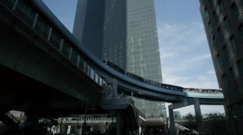 Tokyo Japan Elevated Train Pass Stock Footage 24868003