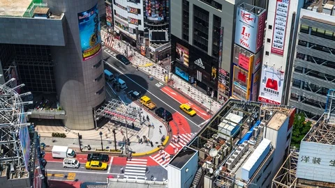 Tokyo, Japan - Elevated View of Downtown Shibuya in Time Lapse Stock Footage 98745287