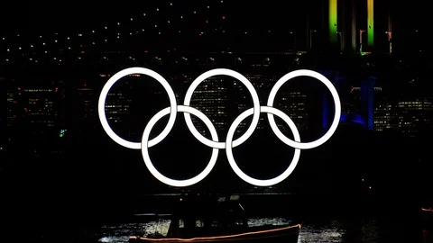 TOKYO, JAPAN : The five ring symbol of the Olympic Games at Odaiba. Stock Footage 123682605